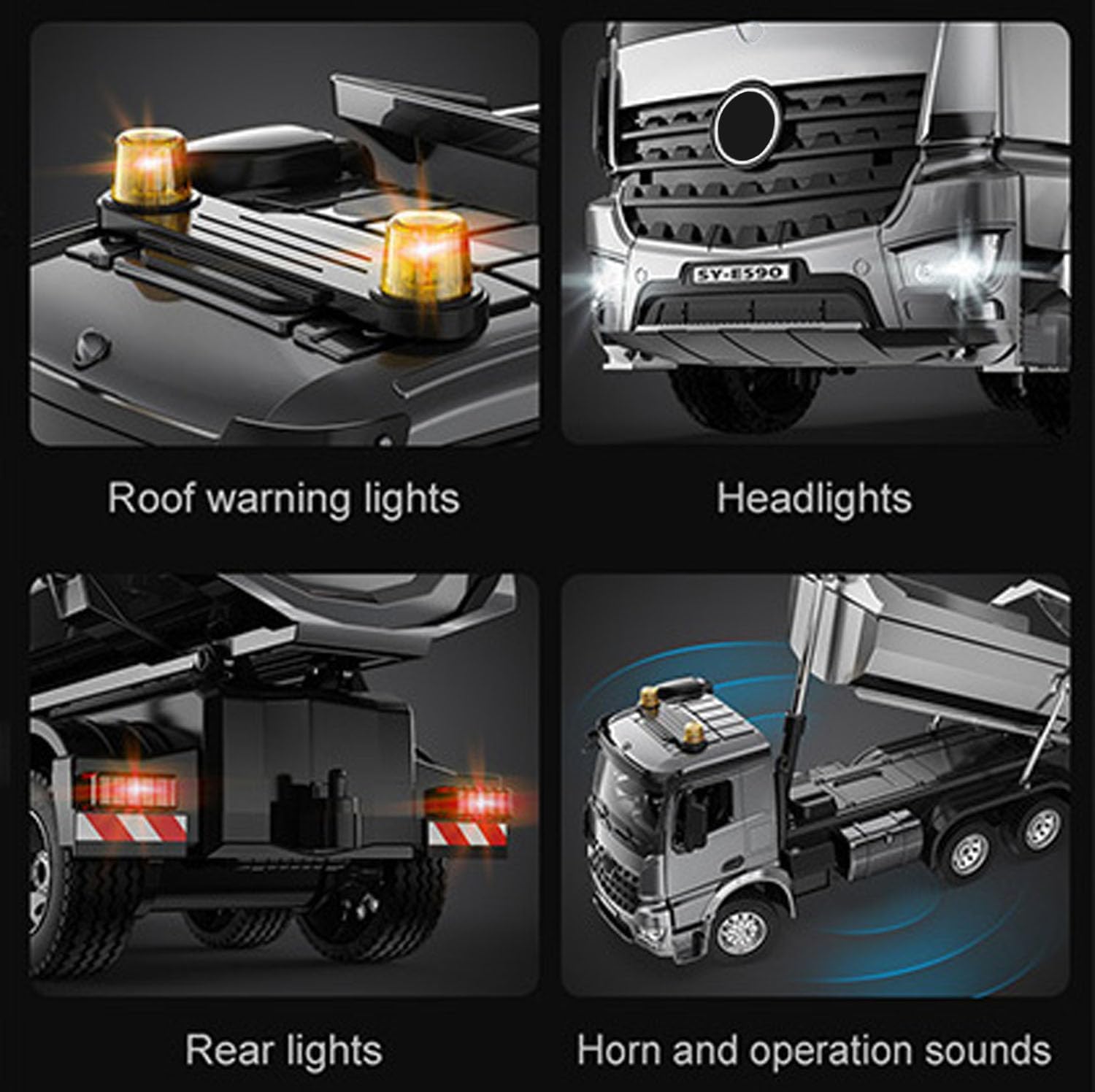 TOUCAN RC HOBBY DoubleE 1/20 RC Dump Truck Arocs 6X6 Electric Lifting 003 Remote Control Tipper Metal Gears Sounds Lights Models RTR