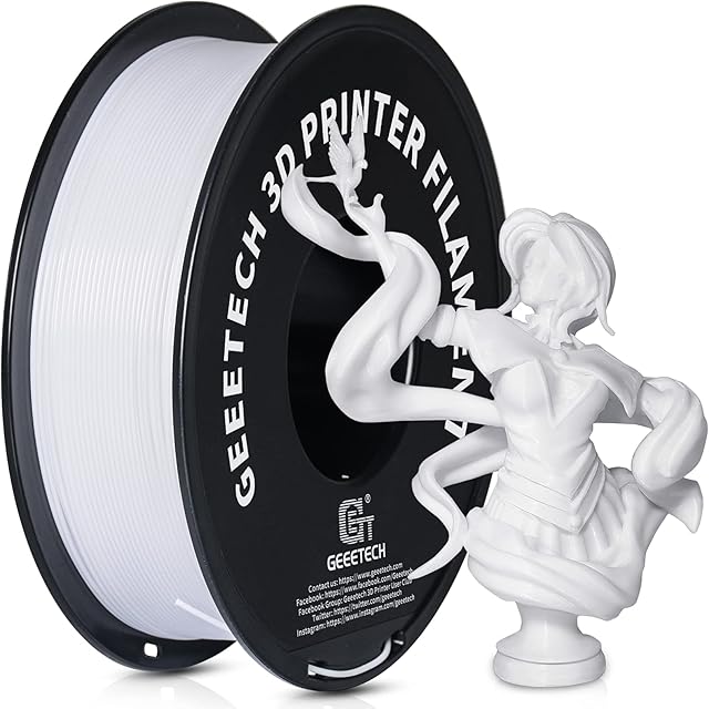 PLA Filament 1.75mm White, GEEETECH New 3D Printing Filament PLA for 3D Printer and 3D Pen, 1kg 1 Spool
