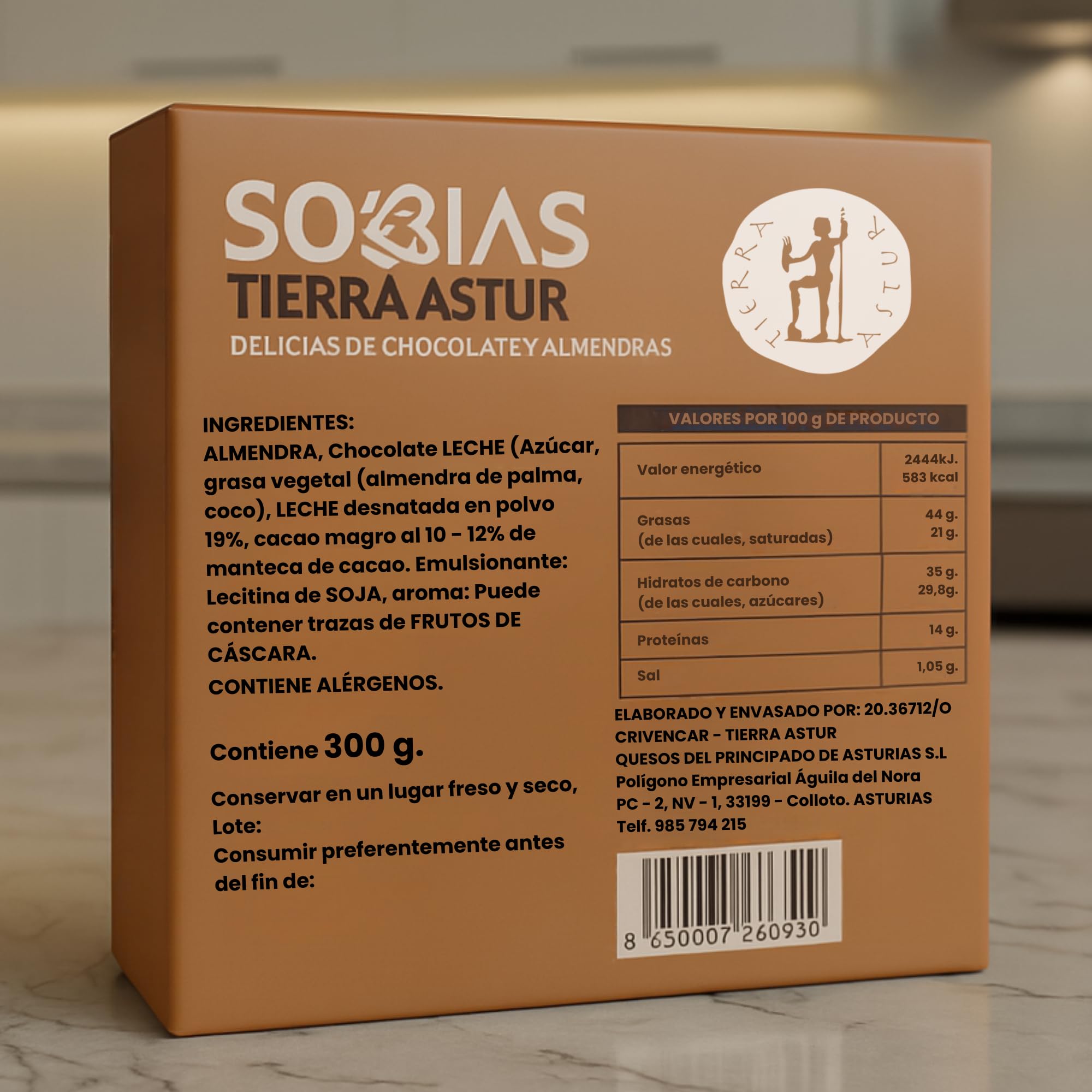 Tierra Astur Sobias Chocolate con Almendras Crujientes | Delicias de Chocolate con Almendras Crujientes – Bombones Gourmet Artesanales, Chocolate con Leche Premium