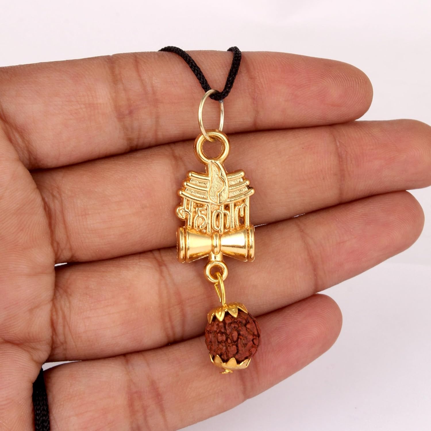 Rudra Empire Spiritual Rudraksha Trishul Mahakal Pendant Necklace for Men & Women | Hindu Religious Jewelry with Black Thread | Handmade Amulet for Meditation, Yoga & Protection - Image 2