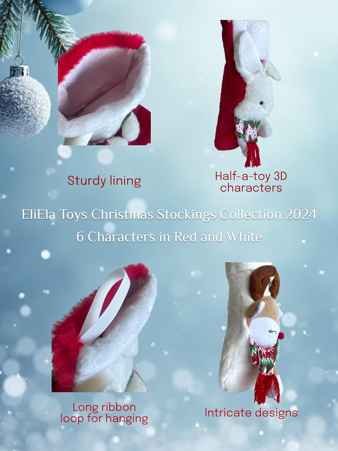 Christmas Stockings 18" Large Stockings, Christmas Decoration Gifts for Kids, Polar Bear, Reindeer, Fox, Penguin (Arty Polar Bear)
