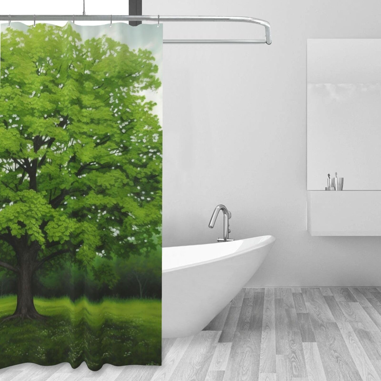 WSOIHFEC Shower Curtain Waterproof Fabric Shower Curtain Set Shower Curtain for Bathroom with 12 Hooks Green Tree Bathroom Curtain Bathroom Decor Shower Liner for Bathtub Bath 60x72In