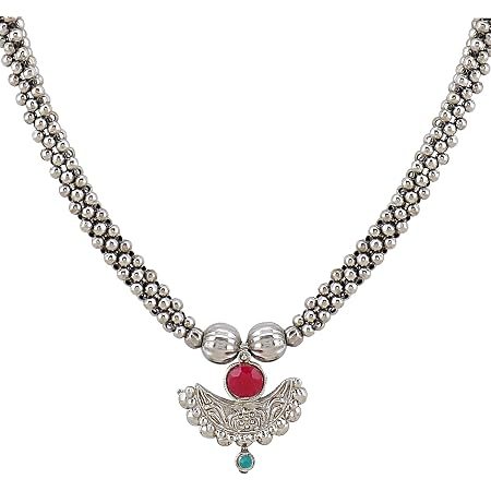 Parna Oxidised Silver Thushi Necklace 