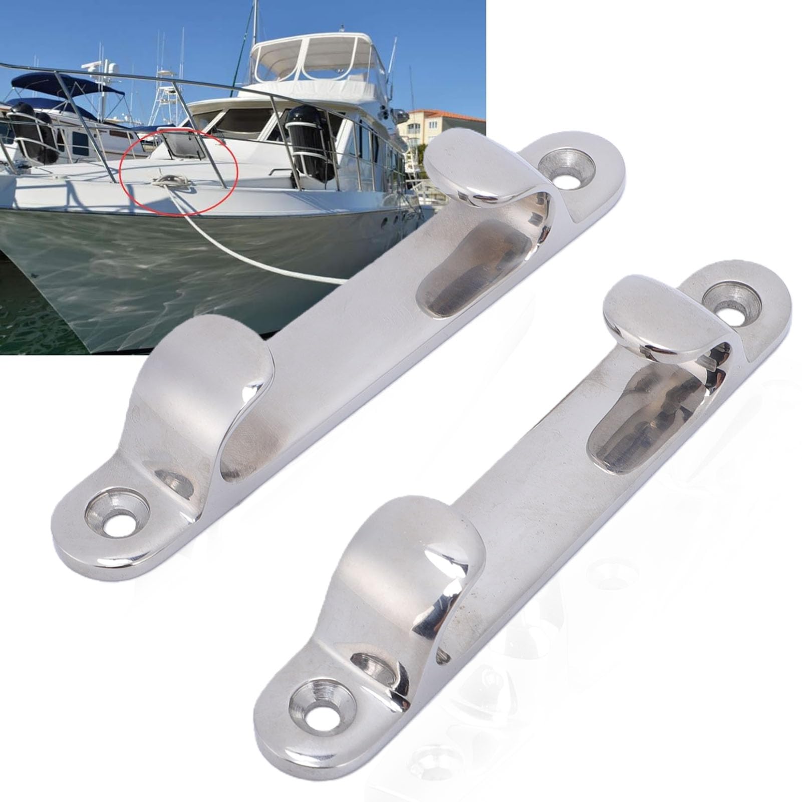 2 pezzi passacavo dritto per prua, 12,7 cm, resistente, in acciaio inox 316, per barche, per pontile, con lucidatura a specchio, bordi arrotondati e lisci, per yacht e barche a