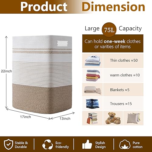Miniatura 5 de SIXDOVE Cesta para ropa sucia 90L & 76L (juego de 2)