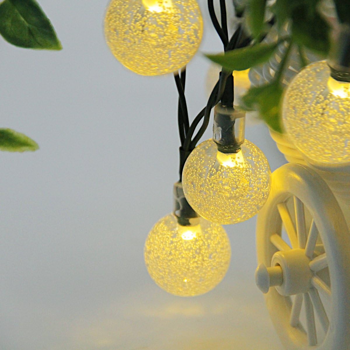LALAPAO 2 Pack Solar Powered Globe String Lights 30 LED (19.7ft) Crystal Ball Christmas Fairy Light for Outdoor Indoor Xmas Tree Garden Path Patio Home Lawn Holiday Wedding Party Decor (Warm White)