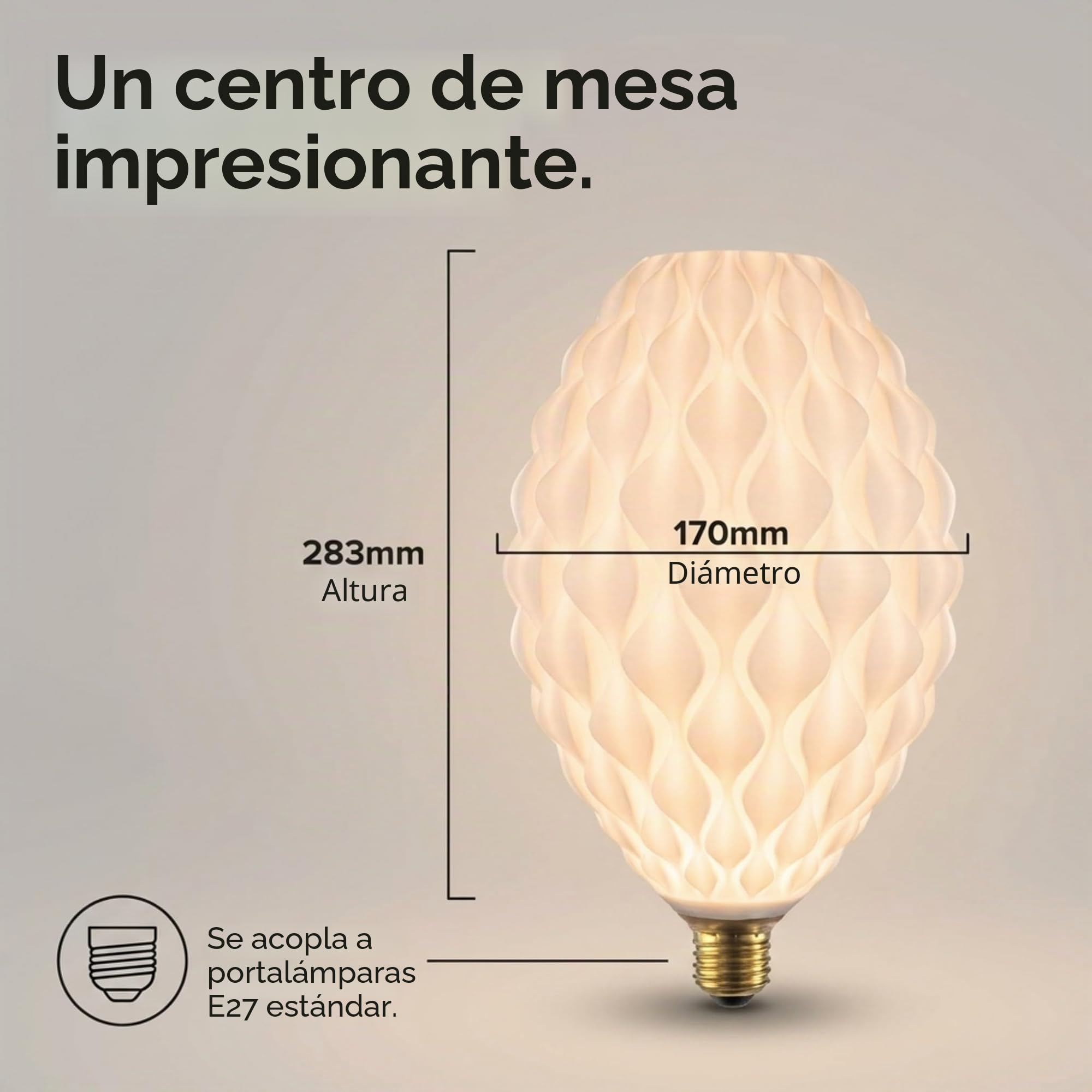 greenandco lámpara LED blanca de diseño | Flor | regulable | E27 | 4,5W 300lm | 3000K blanco cálido | CRI 90+ | sin parpadeo | 180° | 230V | PLA biodegradable | 170 * 283mm