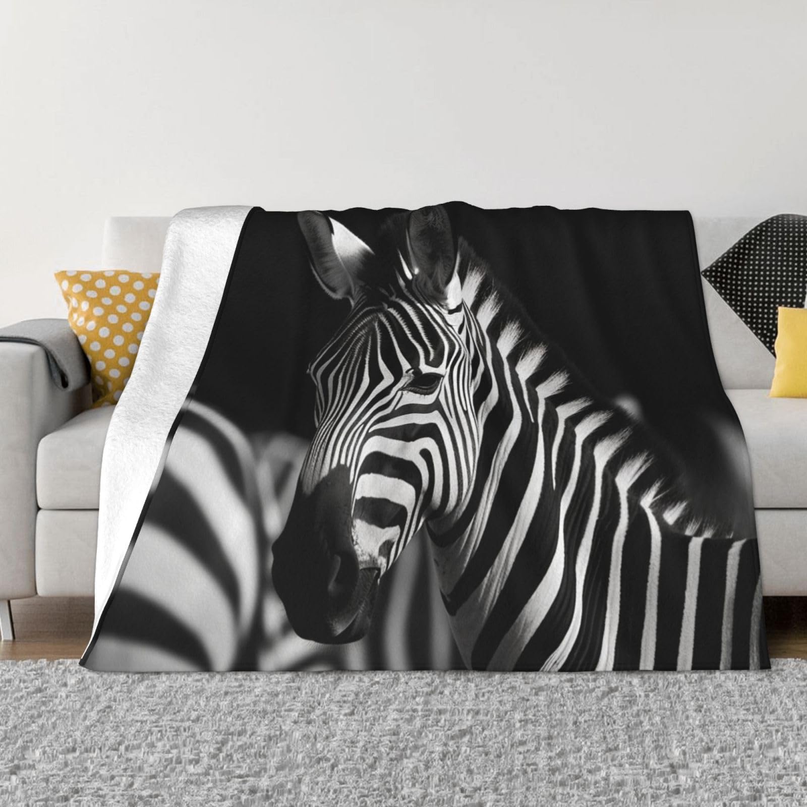 Couverture zèbre noir et blanc plaid ultra doux pour lit et canapé