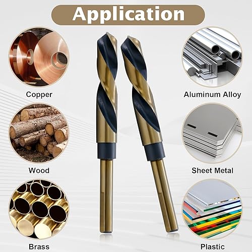 Miniatura 7 de Broca de 58 pulgadas, broca de cobalto de metal, broca de vástago reducido, acero de alta velocidad 4341 para aleación de metal de acero endurecido