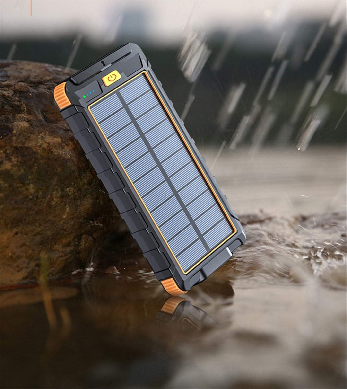 Banca di energia Solare Caricatore Portatile di Grande capacità Banca di Alimentazione Esterna LED Caricatore Solare Impermeabile Batteria 20000Mah, Blu