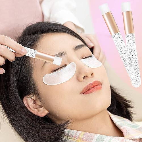 Miniatura 5 de 8 cepillos de champú limpiador de extensiones de pestañas de cristal con purpurina, herramienta removedor de cepillo de puntos negros, cepillo de