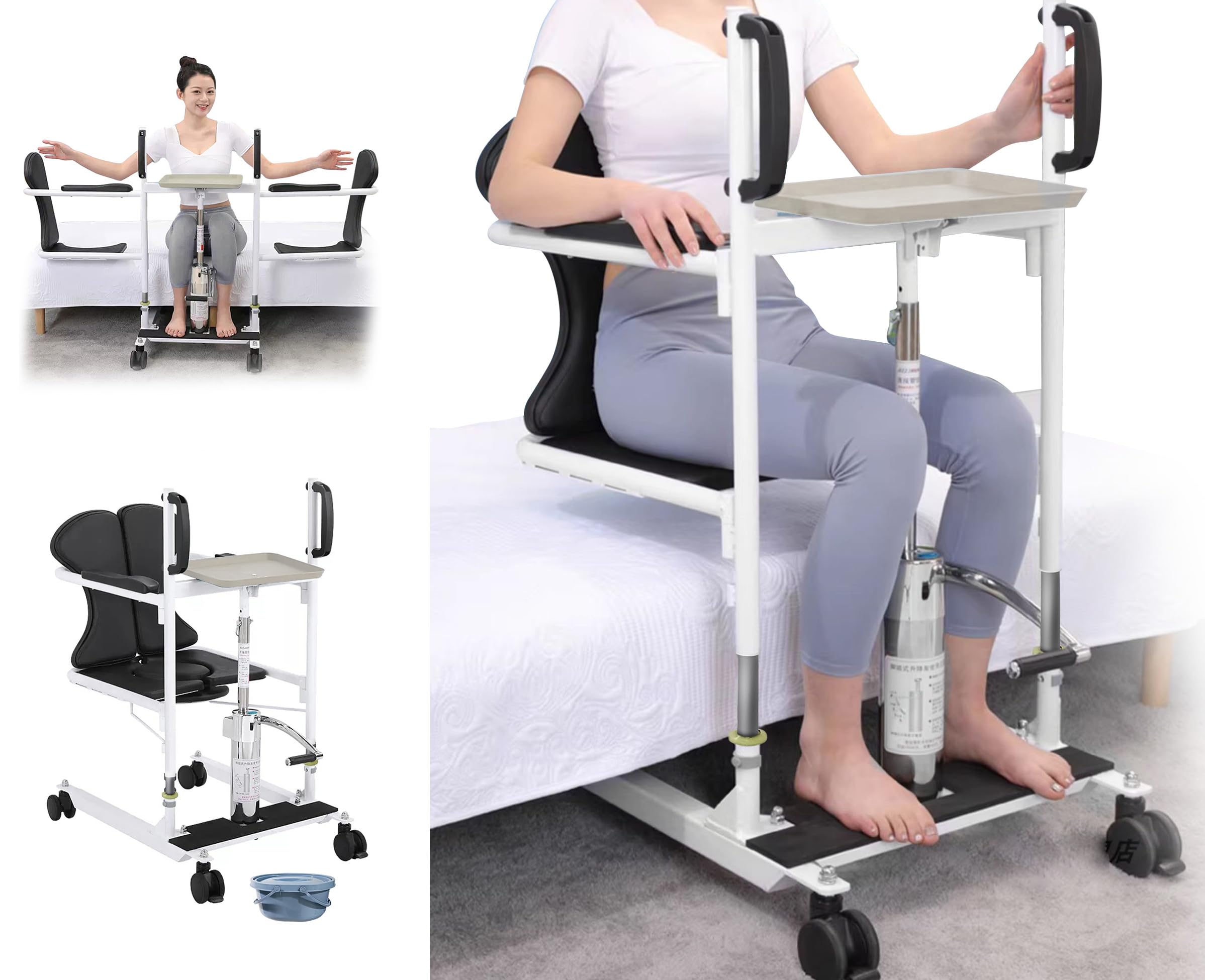 Traslado de Silla de Ruedas a Coche Silla Elevadora Hidráulica para Pacientes Elevador de Transporte para Silla de Ducha con Apertura/Cierre de 180° Altura de Elevación Ajustable