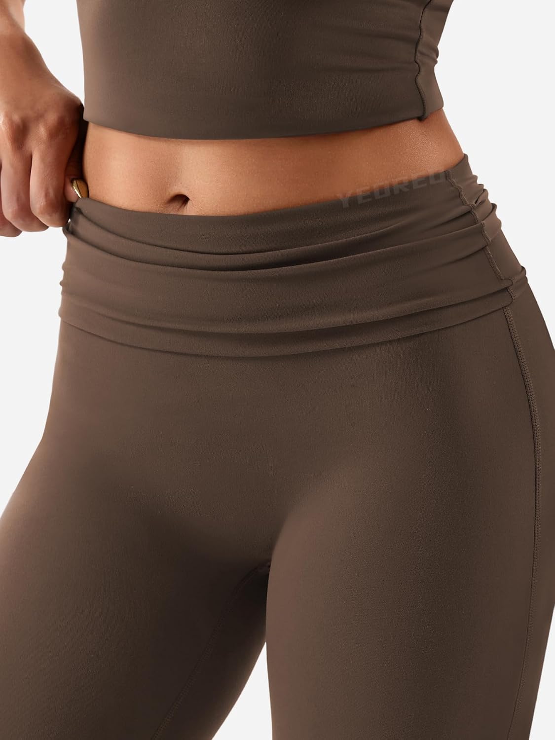 YEOREO Romola Women Yoga Pants Flare Leggings with Tummy Control High Waist Fold Over Bootcut Wide Legs Workout Legging - Image 4