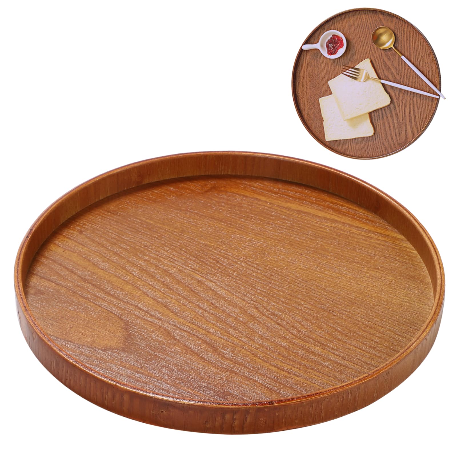 Lacquered Wooden Obon Tray – 30cm Natural Café