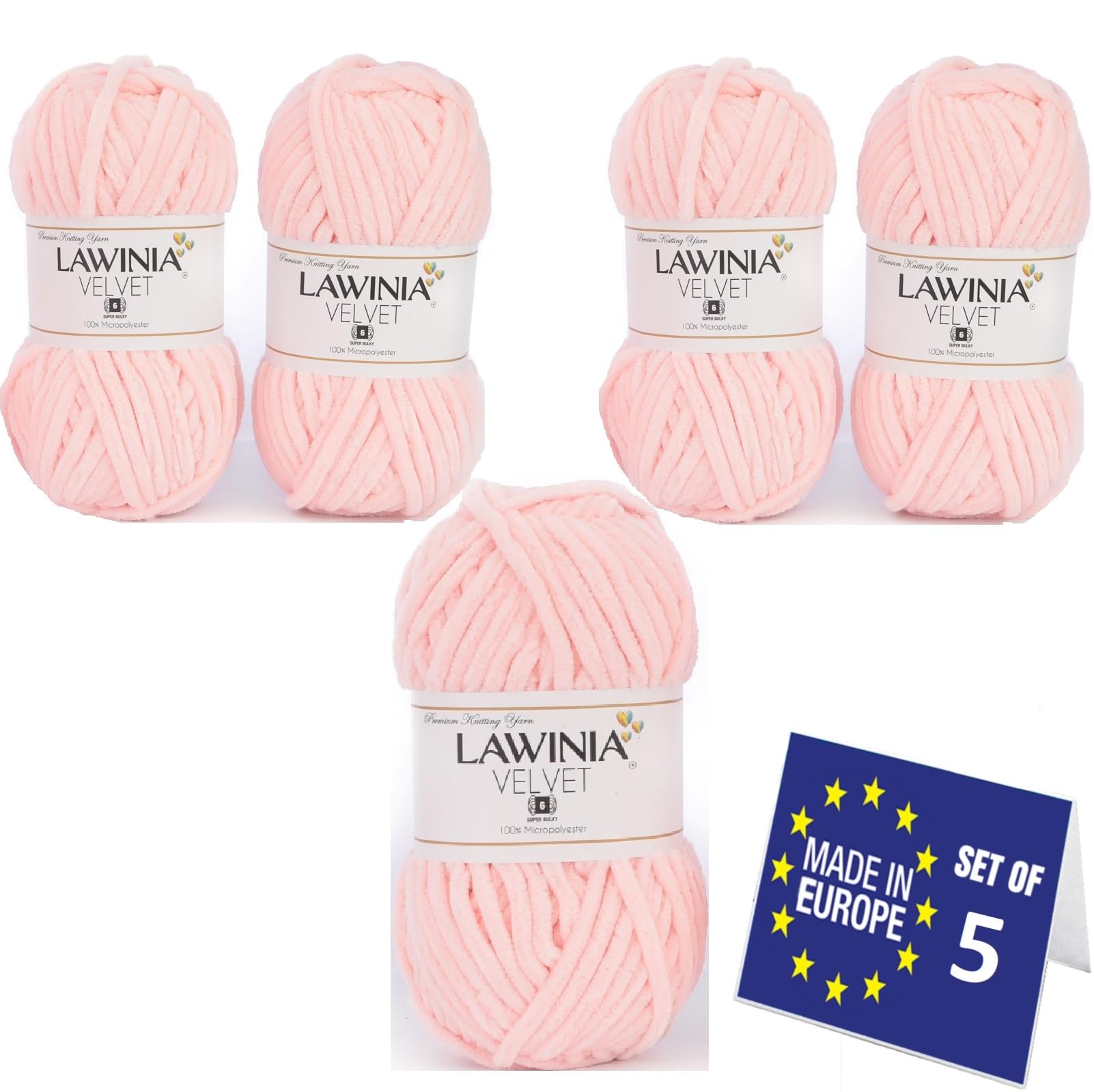 LAWINIA Premium Soft Chenille Yarn Chunky for Knitting Thick Velvet Yarn, Does NOT SHED, Plush Crochet Chunky Wool