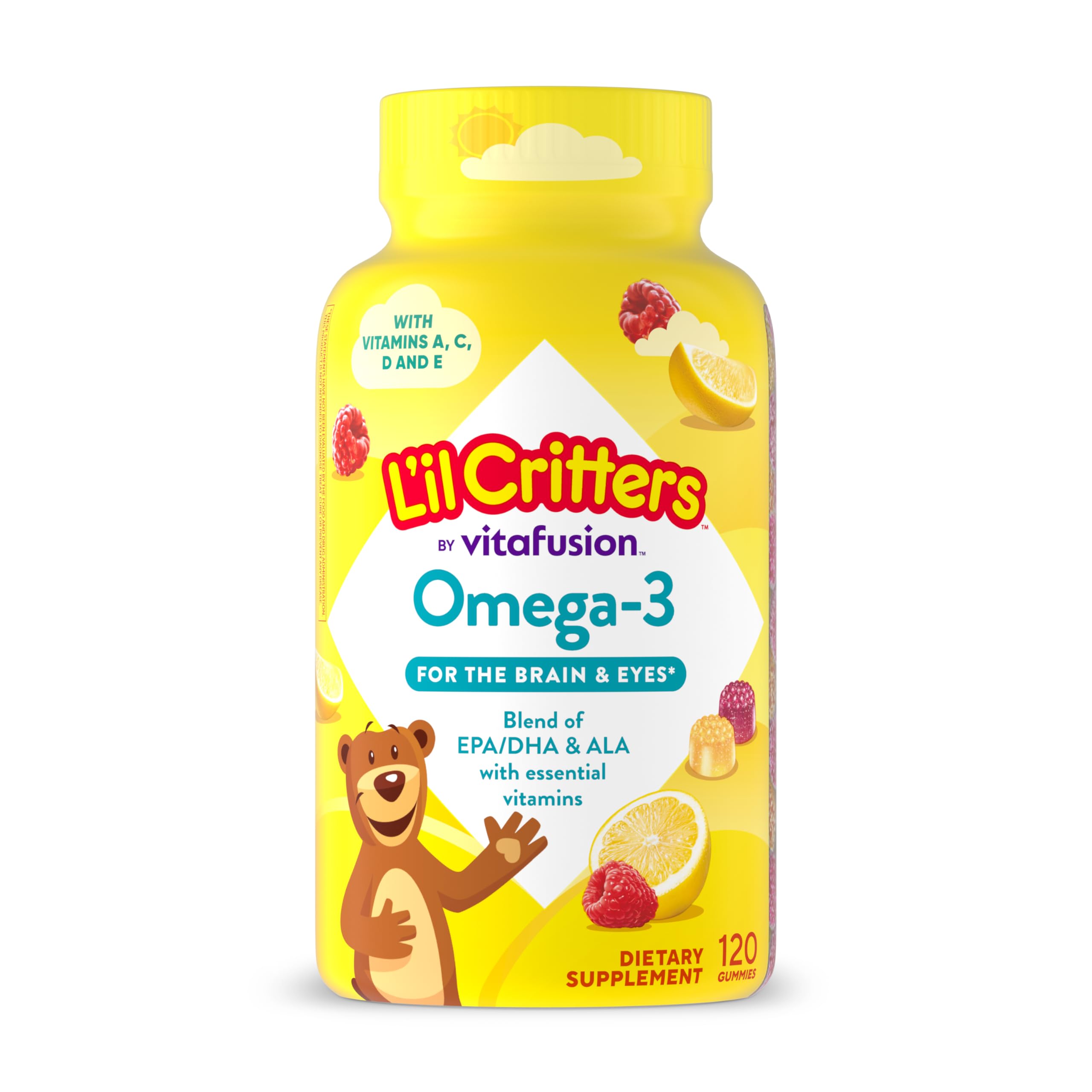 Lil Critters Kids Omega 3 Gummies | Yummy Raspberry Lemonade Flavor