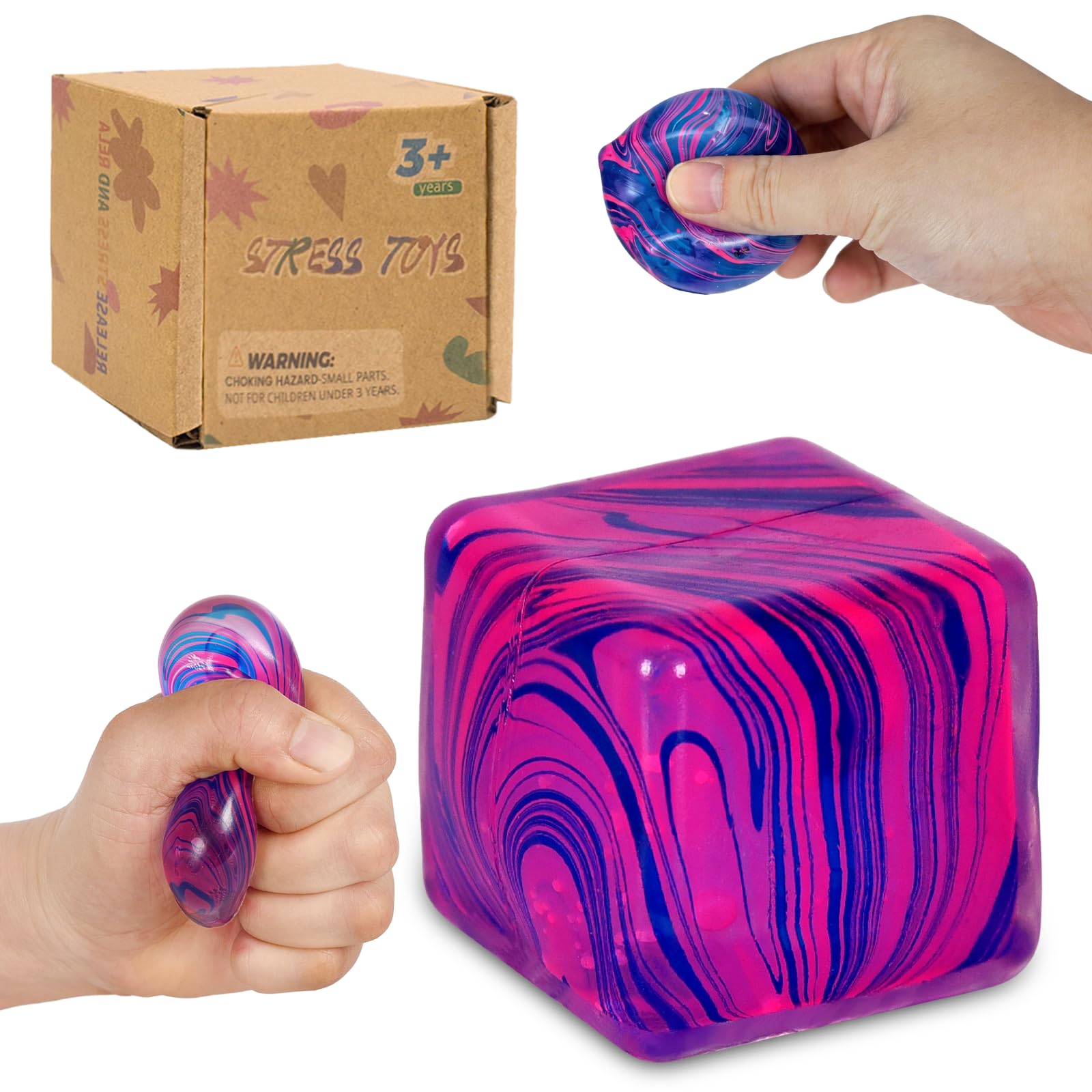 Zanyblox Squeeze Toys Squishy Cubes – Soft 1.37in Mini Squishy Cube with Durable Structure,A fun stress ball toy for autistic users, suitable for adults and children aged 3+ (Blue)