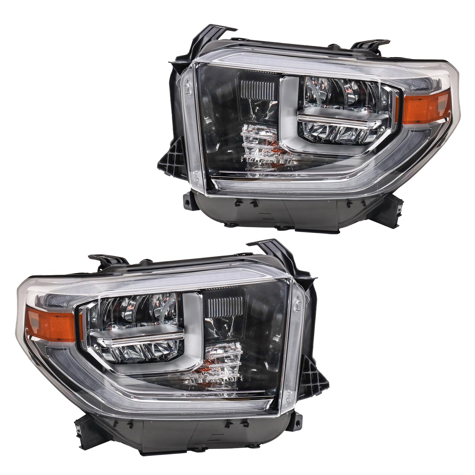 TRQ Headlight Assembly Set Headlights Driver & Passenger Side Compatible with 2018-2021 Toyota Tundra TO2502262 TO2503262