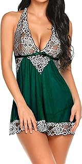Avidlove Women V-Neck Lingerie Lace Babydoll Mesh Chemise Nightwear Outfits S-4XL