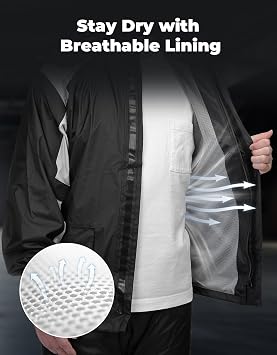KEMIMOTO Waterproof Casual Motorcycle Rain Gear for men,Men's Waterproof Powersports Rain Suit with Pant for Motorcycle Riding in Heavy Rain 15000MM Water Pressure Resistance