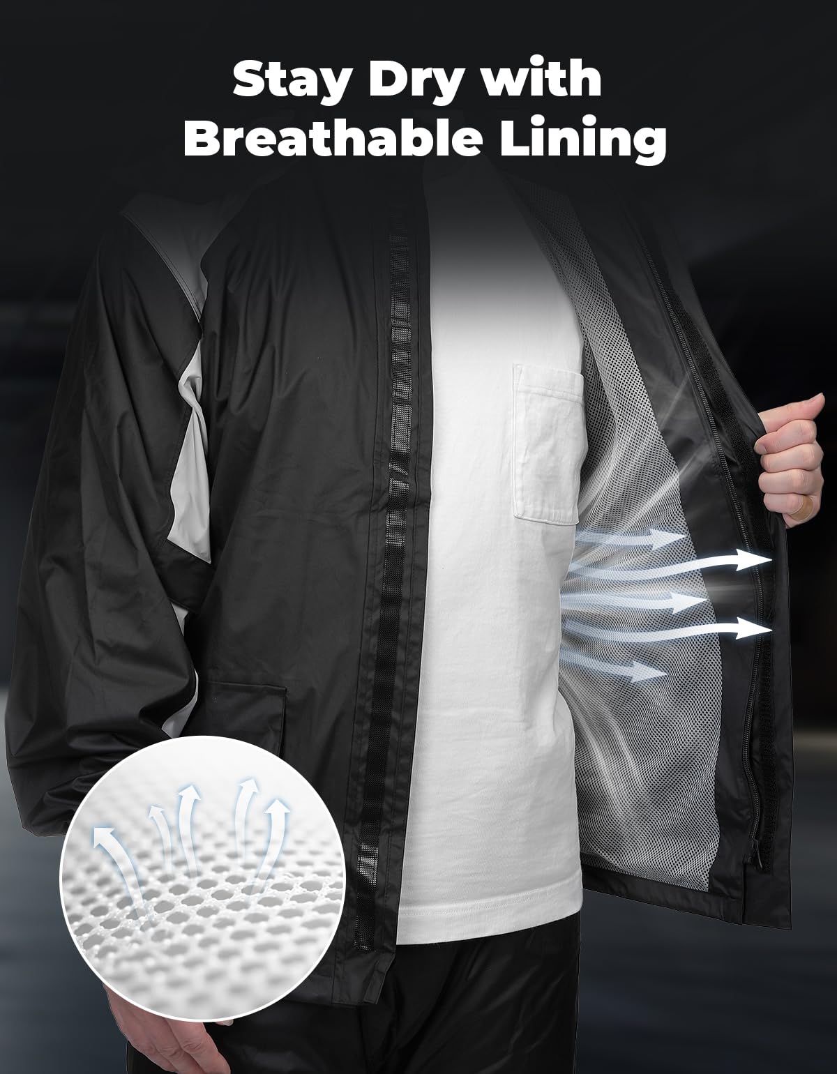 KEMIMOTO Combinaison de pluie pour homme, équipement de pluie de moto imperméable avec pantalon, 2 pièces, respirant pour l'extérieur