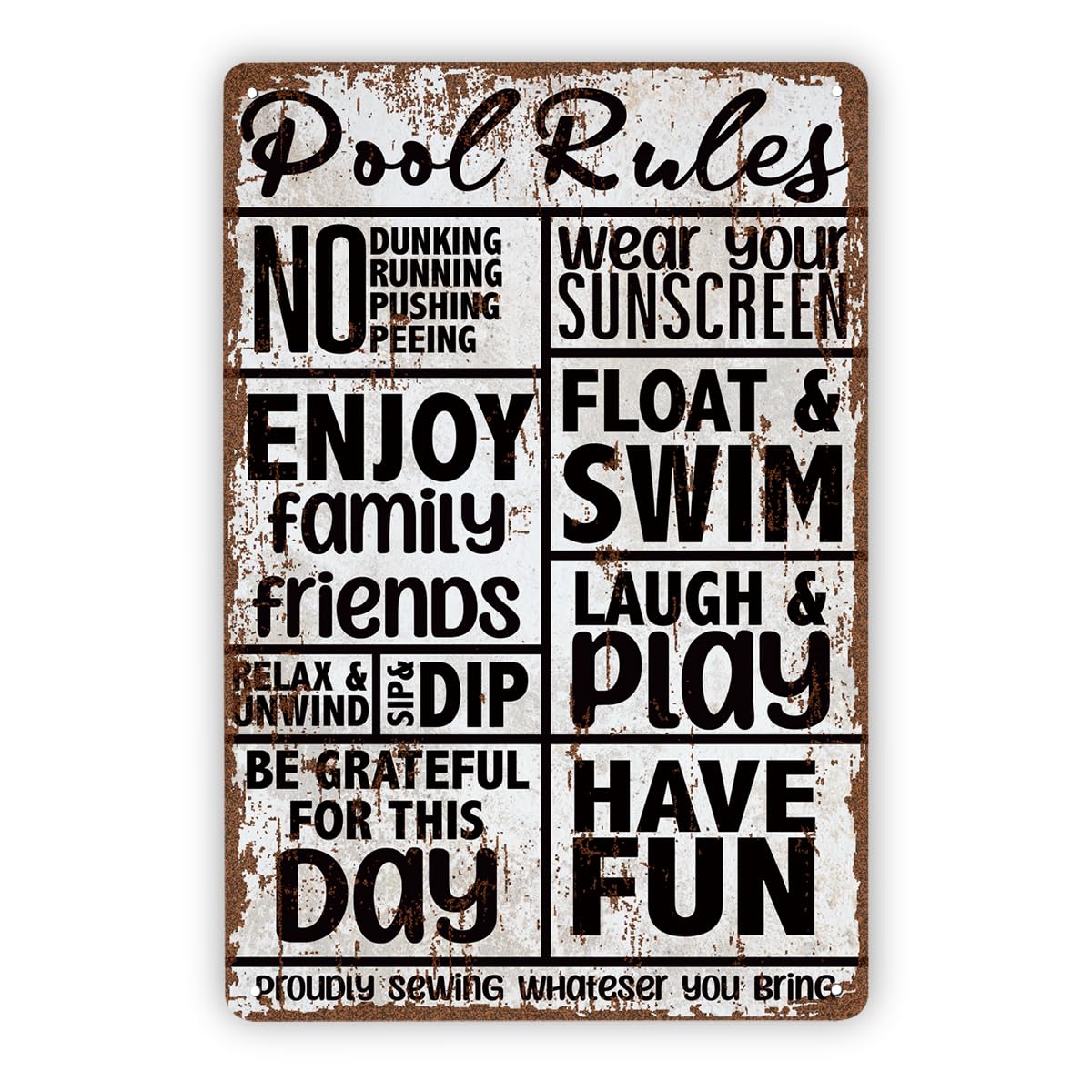 Swimming Pool Safety Rules Tin Sign, 11.8x7.9in Backyard