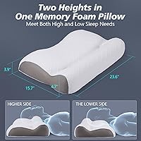 Vista 5 de Almohada de cama de espuma viscoelástica para dormir, soporte ergonómico cervical para el cuello, almohada ortopédica de contorno para dormir