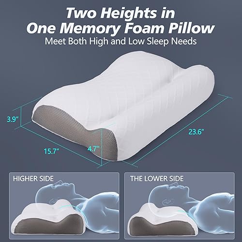 Miniatura 5 de Almohada de cama de espuma viscoelástica para dormir, soporte ergonómico cervical para el cuello, almohada ortopédica de contorno para dormir de