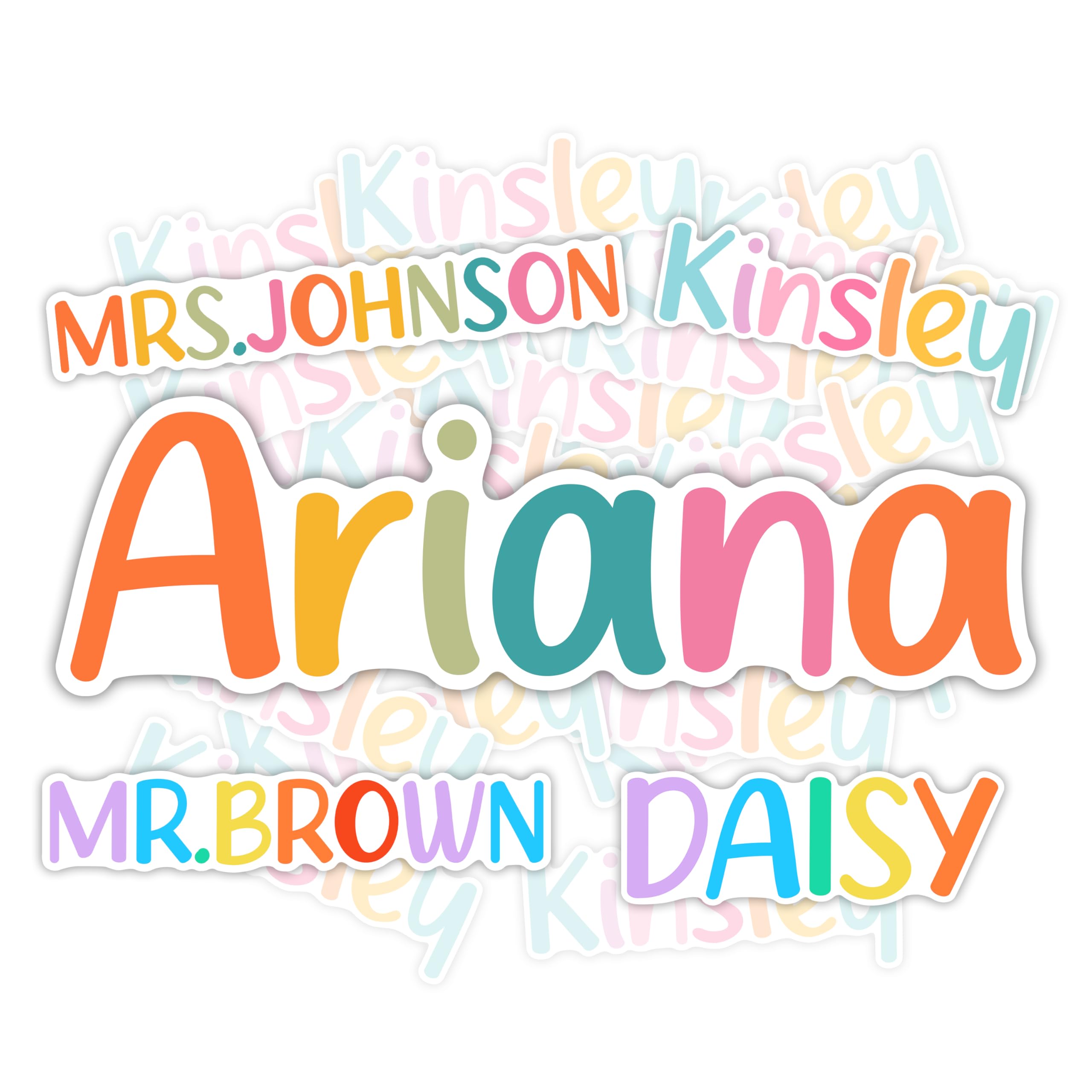 GerfuArt Custom Name Sticker - Customizable Cute Colorful Stickers - Name Vinyl Decals for for Laptops, Hydro Flasks, Phones, Water Bottles, Notebook,