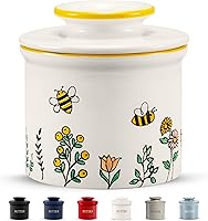 Vista 9 de KooK Vajilla de mantequilla con tapa, mantequilla suave para untar, recipiente de mantequilla francés de cerámica para dejar en la encimera