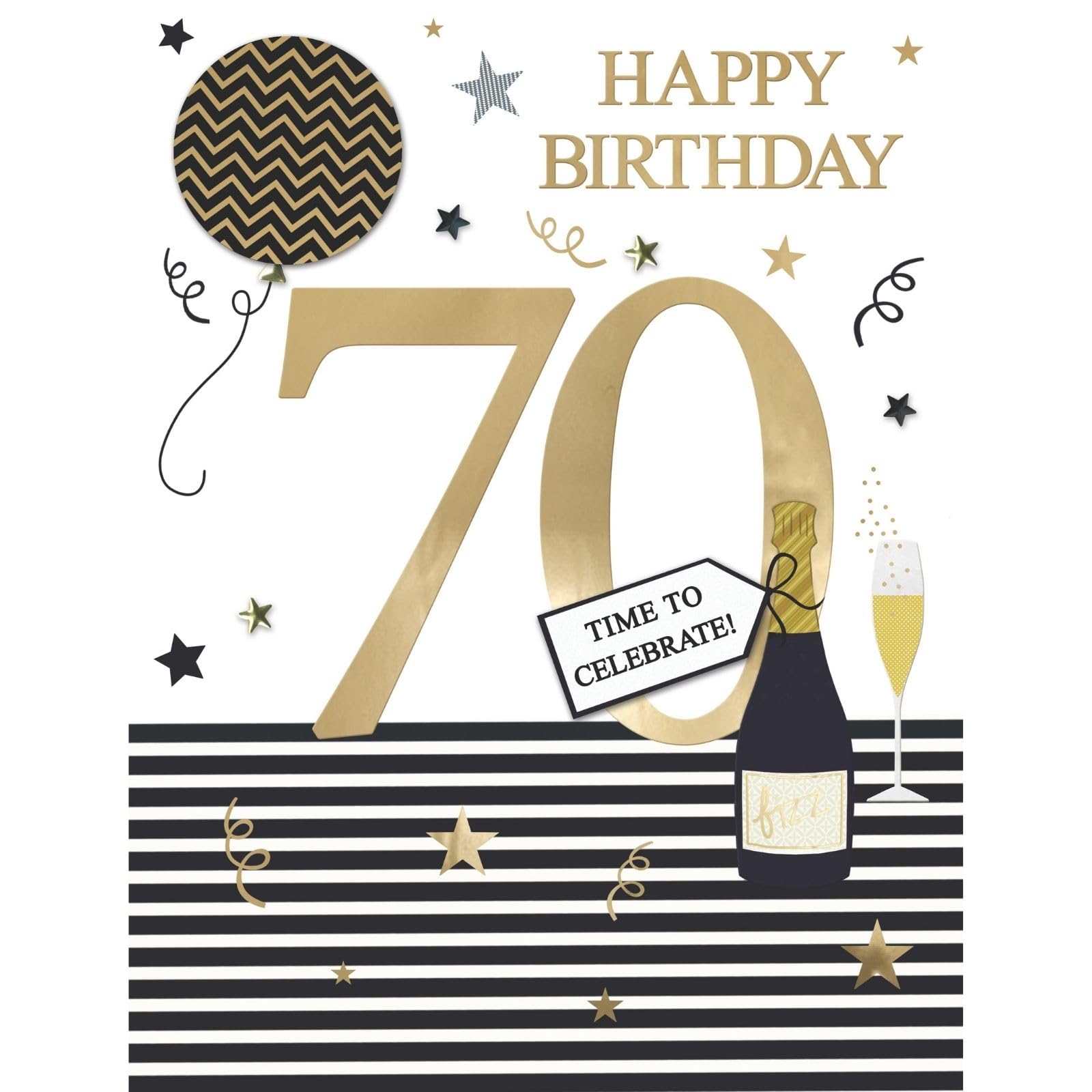 SECOND NATURE Large Embellished A4 70th Birthday Greeting Card Time To Celebrate! 70 Today - All For One Elegant Design, Heartfelt Message, Eco-Friendly, Stunning Visuals, Great Keepsake
