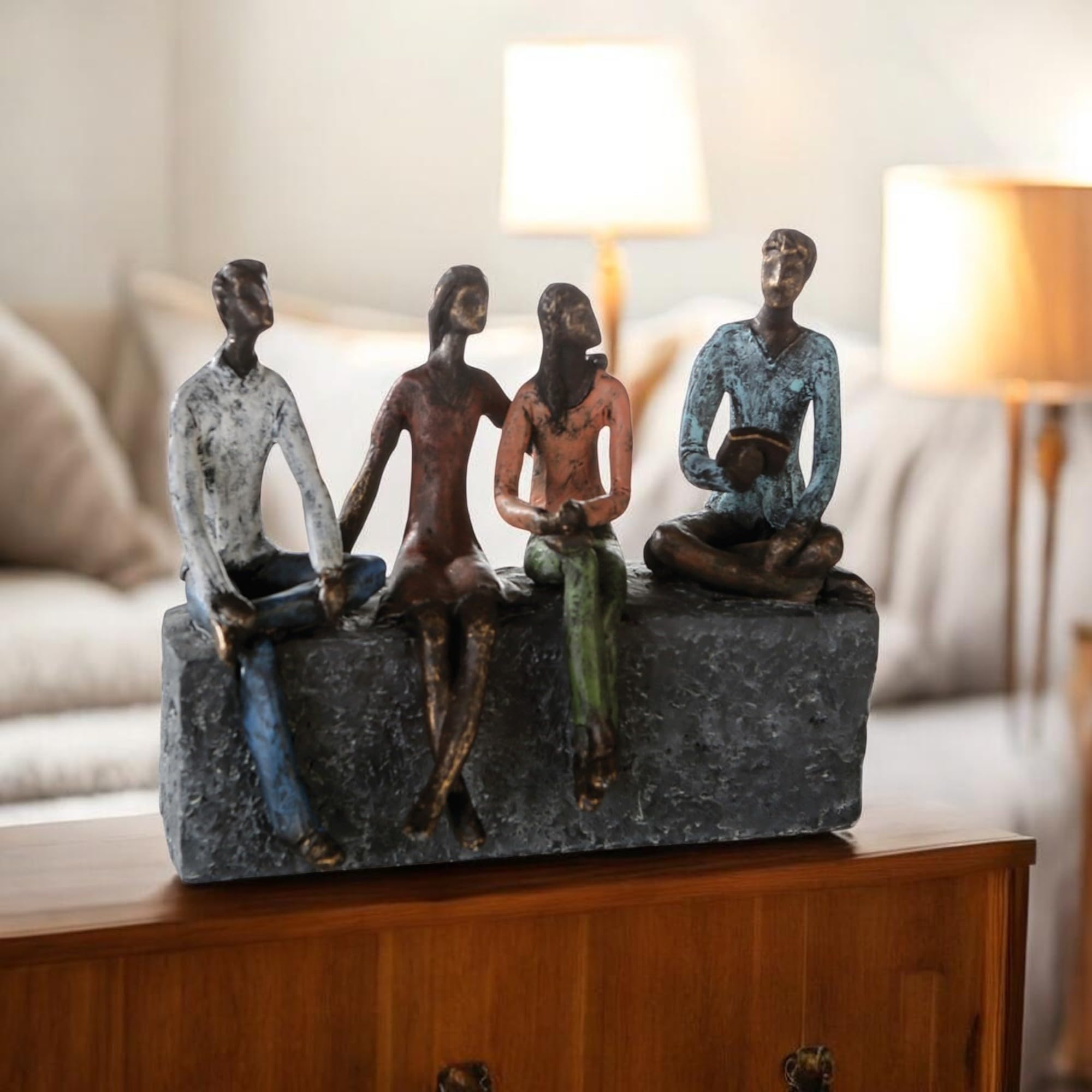 Casablanca Skulptur Network, Deko Figur Bronze, Kunstharz Statue Wohnzimmer, Büro Dekoration H. 21 cm x B. 26 cm - Moderne Skulpturen