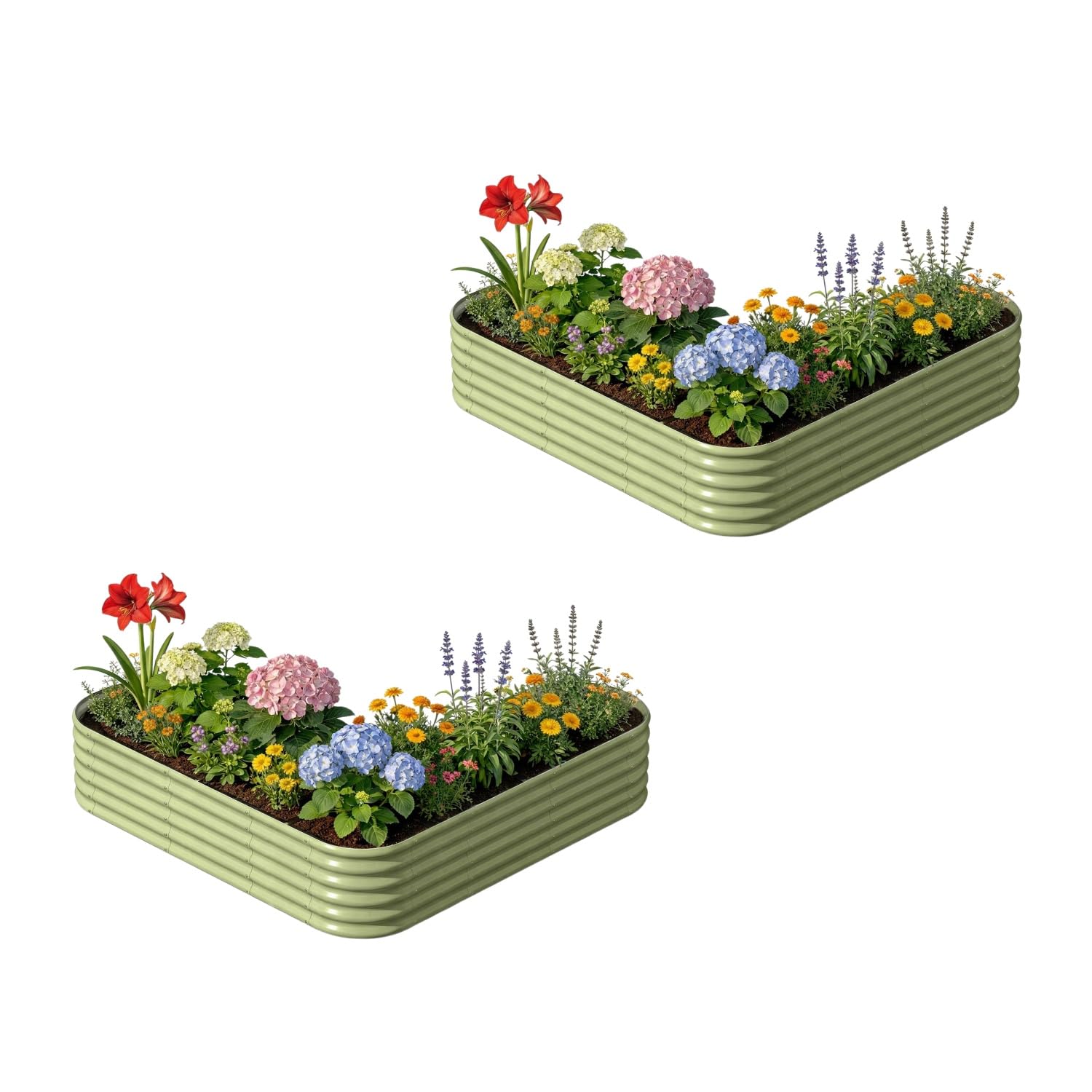 Annoell 2-Pack L-Shaped Raised Garden Bed Moss Green