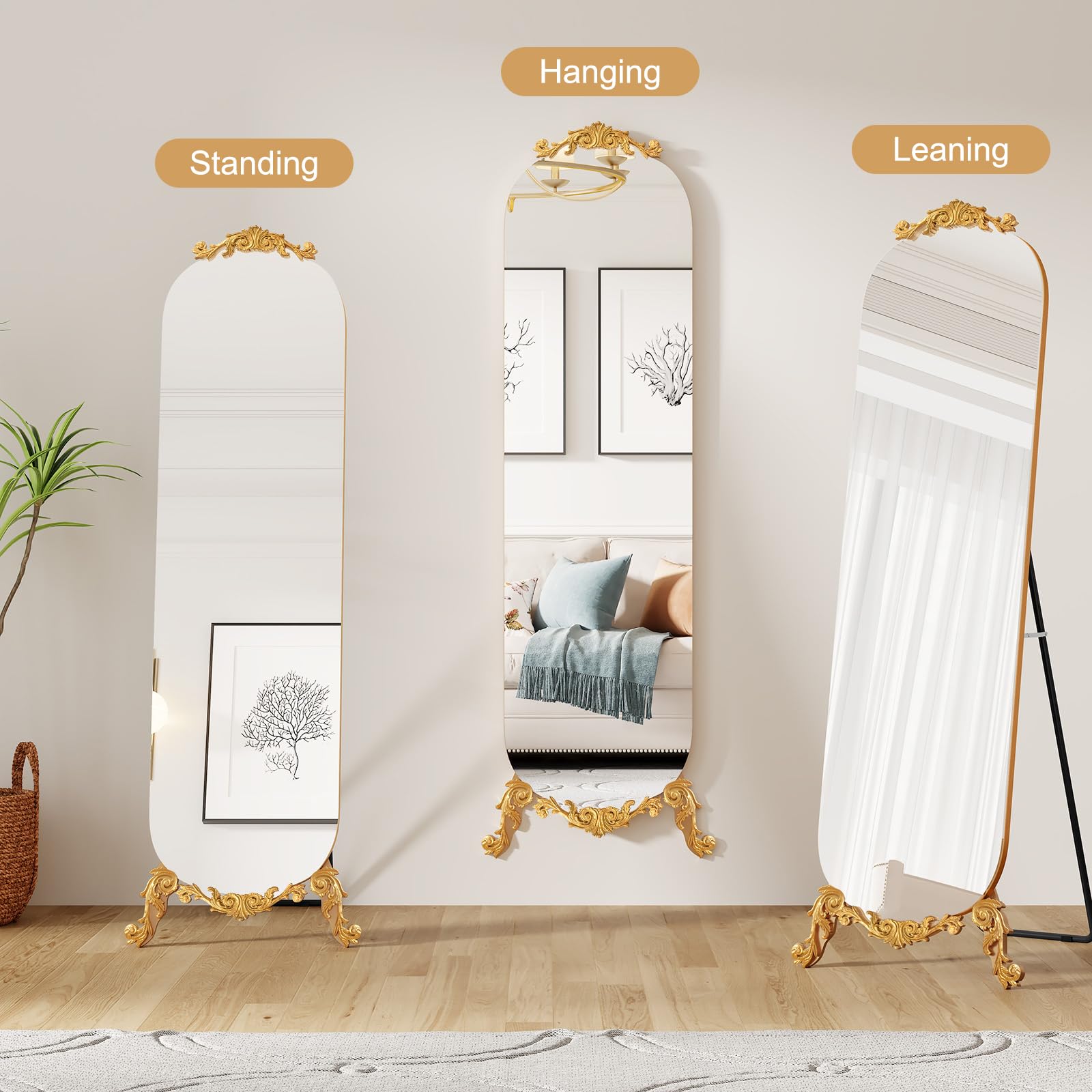 Amazon.com: AZODY Gothic Vintage Elegant Frameless Carved Full