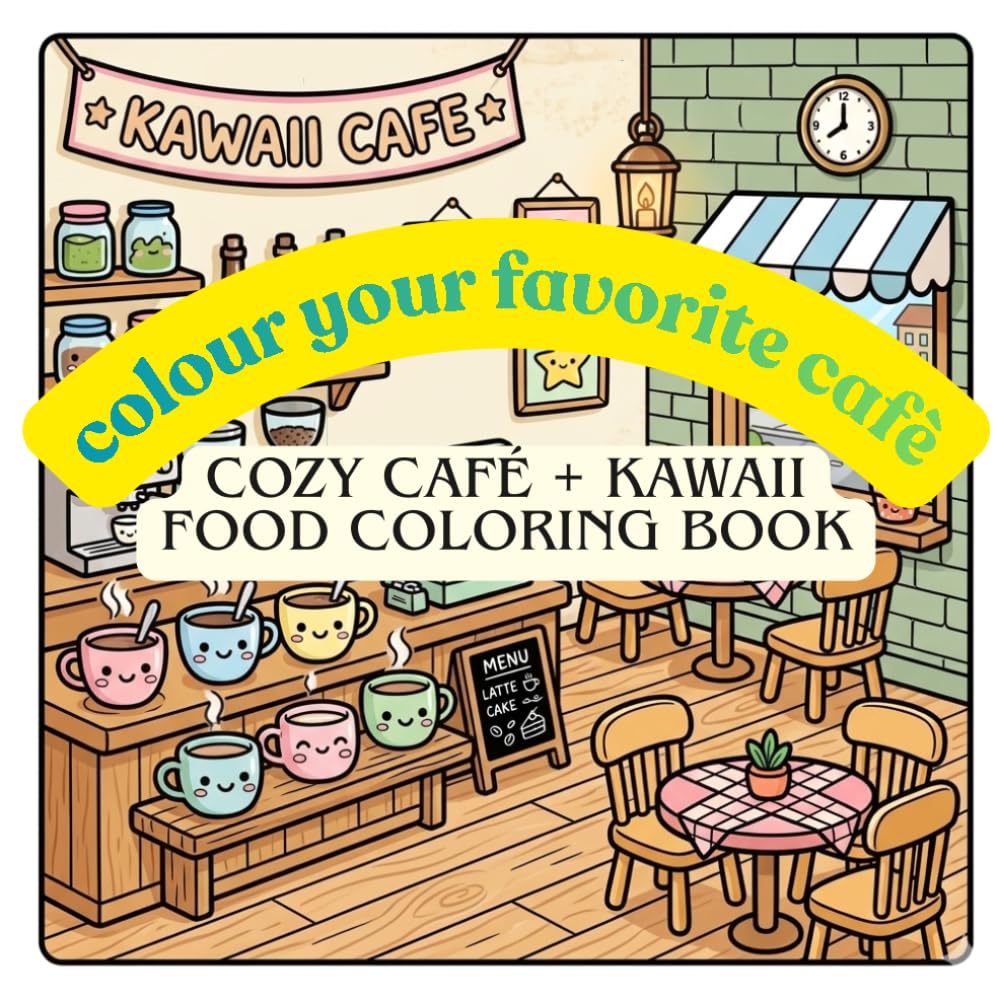 Colour your favorite cafè: Cozy Café + Kawaii Food Coloring Book