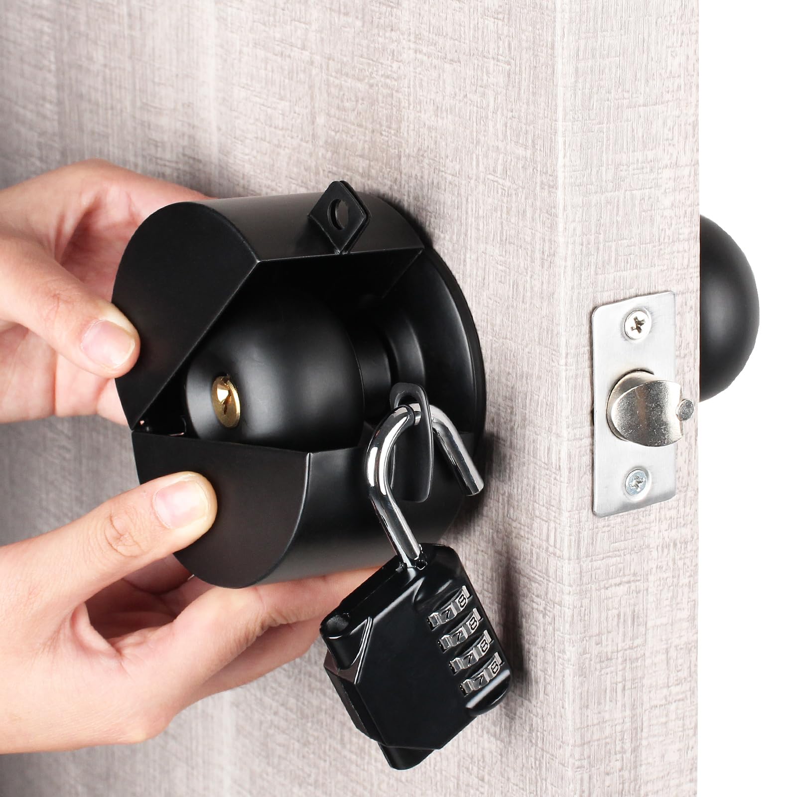 Dispositif verrouillage poignée de porte métal noir haute résistance à code