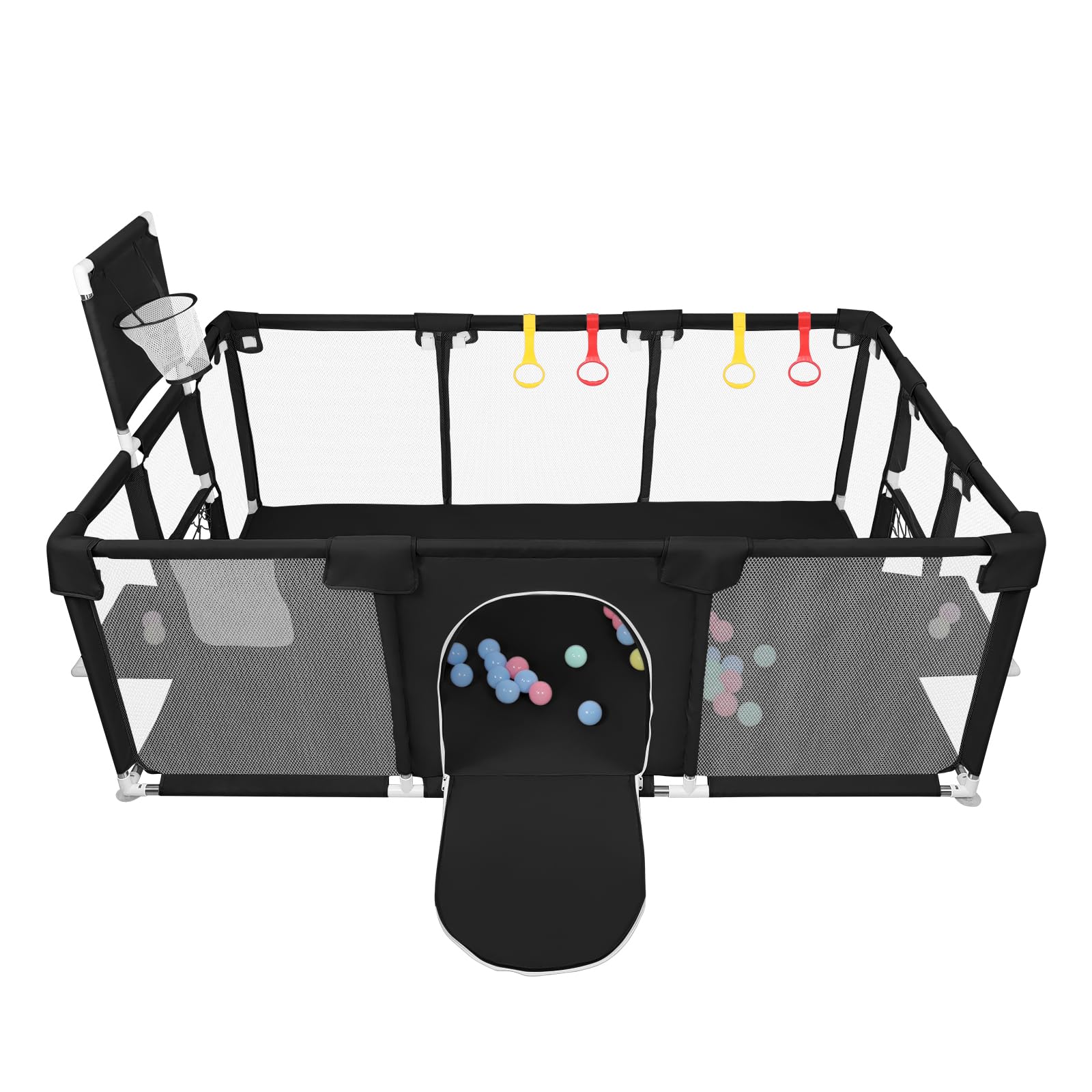 Parque Infantil Bebé, Alfombra de Juegos, Plegable, Malla Transpirable, Corralito Bebé, Con Malla Transpirable Baby Playpen,180 * 120 * 66 cm - Negro