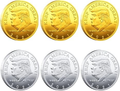 6pcs Metal Commemorative Coin, Gold Silver Physical Bit Commemorative Tokens | Chase Coin | BTC Collector | Business Gift April Fools' Day
