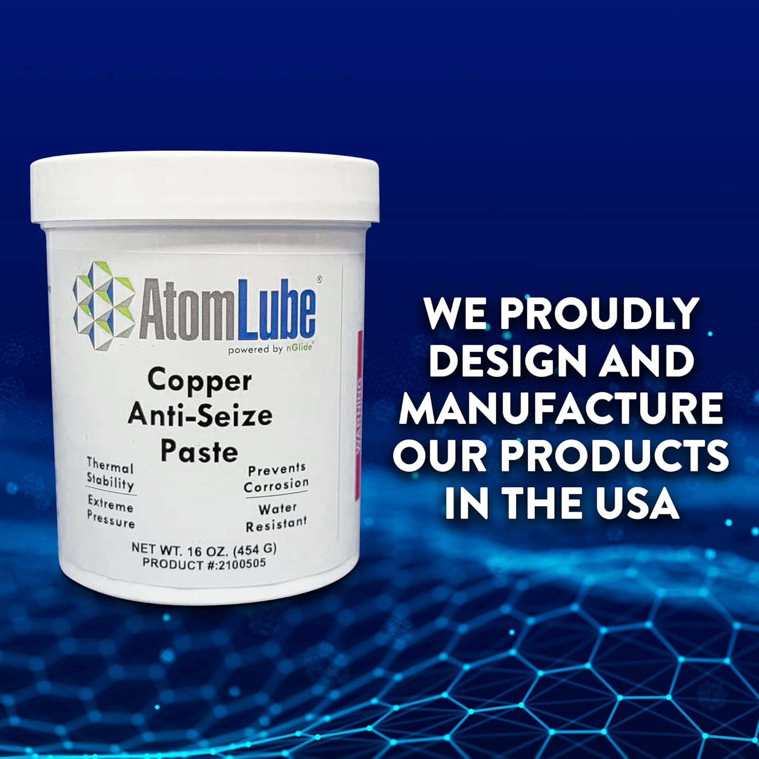 AtomLube Copper Anti-Seize Paste | High Temp Assembly Lube for Threaded Fasteners & Fittings | High-Performance Anti Rust Lubricant, 1 Pound Jar (6 Pack)
