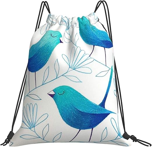 Drawstring Backpack Fitness Outdoor Portable Adjustable Waterproof Sports BackpackBluebirds