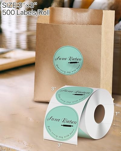 Miniatura 9 de iEager Etiquetas adhesivas térmicas circulares de 2 pulgadas, etiquetas térmicas directas redondas autoadhesivas, calcomanías térmicas en rollo