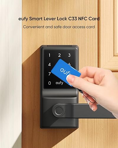 Miniatura 7 de eufy Smart Lock C33 con tarjeta NFC de 3 piezas, cerradura de puerta de huella digital sin llave con asa, Wi-Fi integrado, control remoto, entrada
