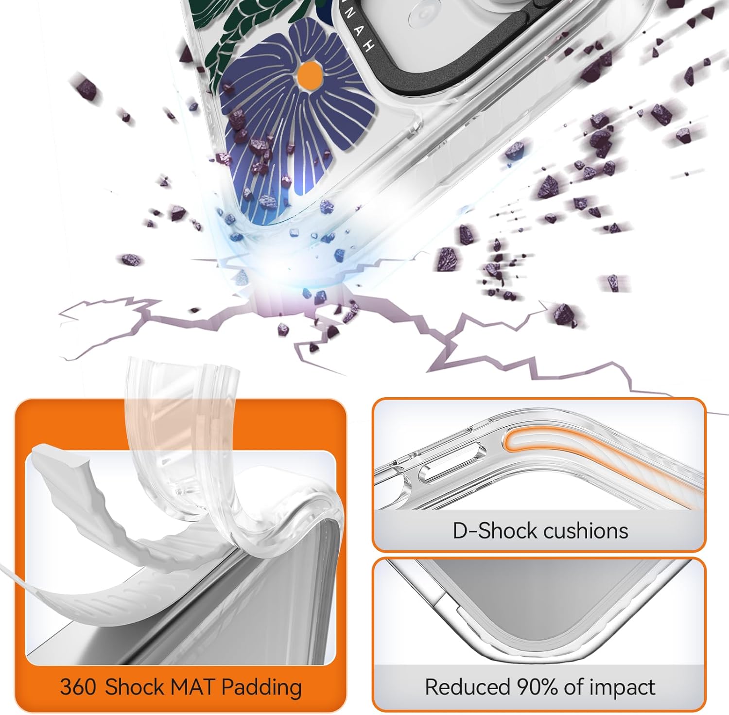 for iPhone 17 Case Cute - Durable Shockproof 6.6 ft Drop Impact Phone Case - Funny Passiflora Caerulea Design (6.3") Clear - Image 3