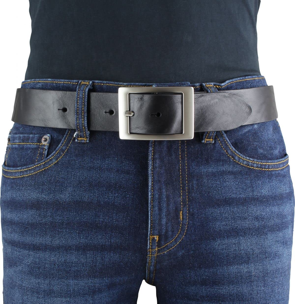 BELTINGER Gürtel aus Vollrindleder Used-Look mit Doppel-Schließe 4 cm | Jeans-Gürtel für Herren 40mm | Ledergürtel Vintage-Look 4cm