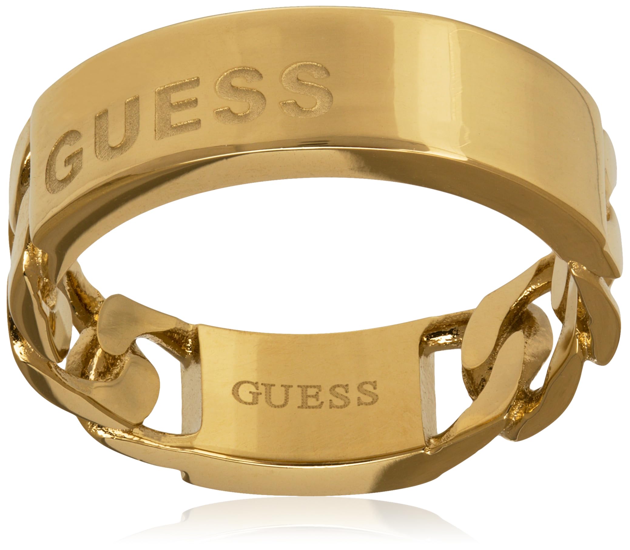 GUESS Colección X LOGO. Anillo de acero inoxidable para hombre, dorado, el regalo para hombres con estilo.