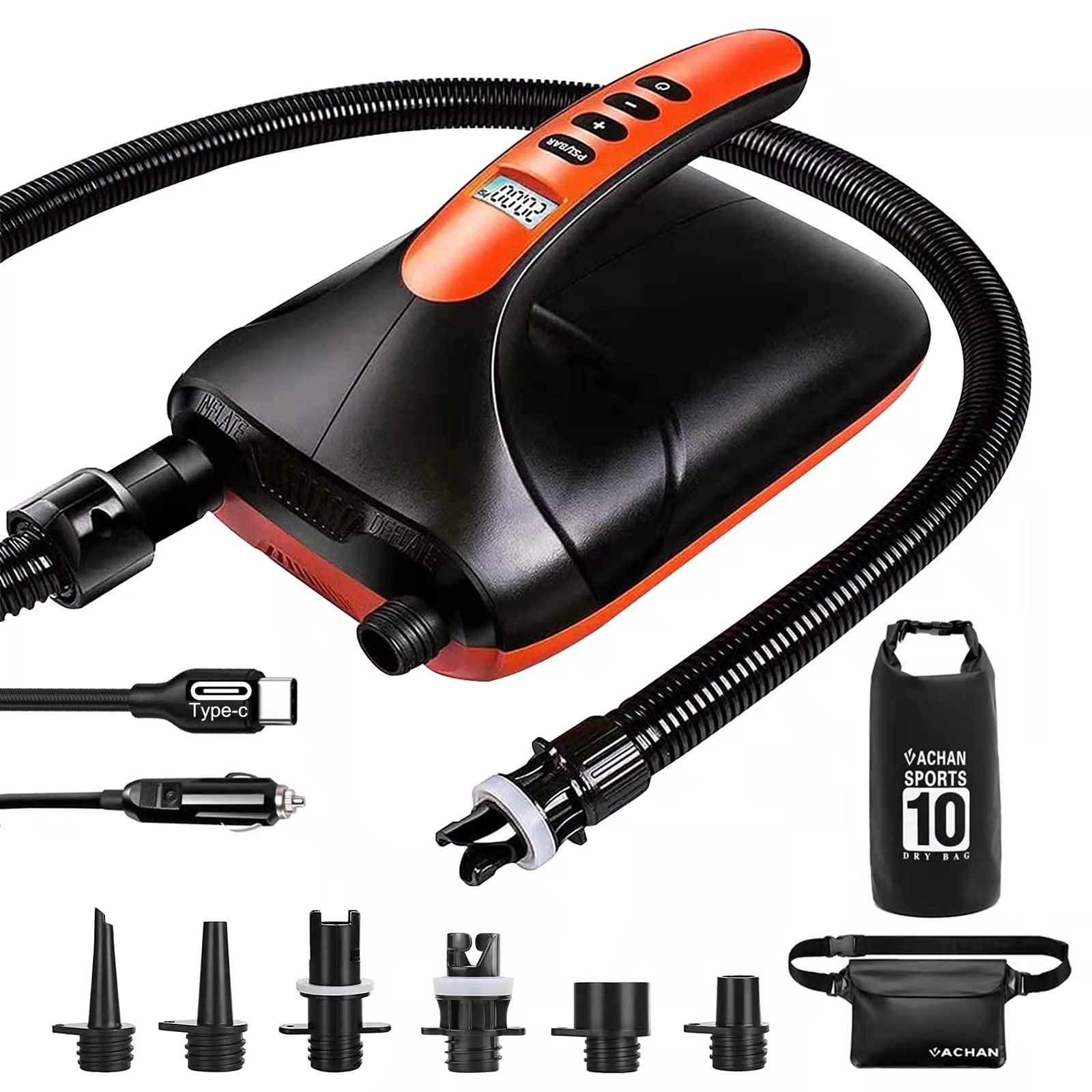 Upgrade 20PSI Electric SUP Air Pump with Rechargeable Battery for