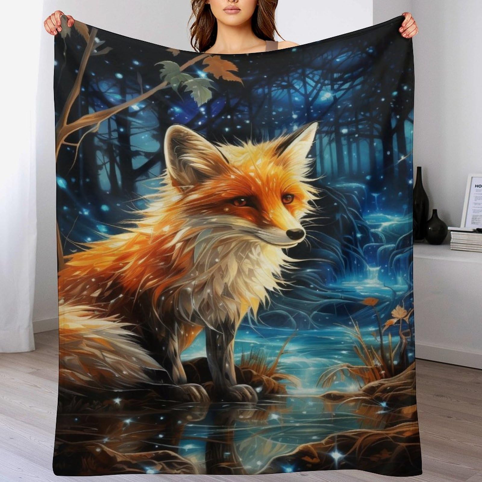 Couverture Lit Flanelle Renard Anti-Froid pour Canapé et Sommeil Réparateur