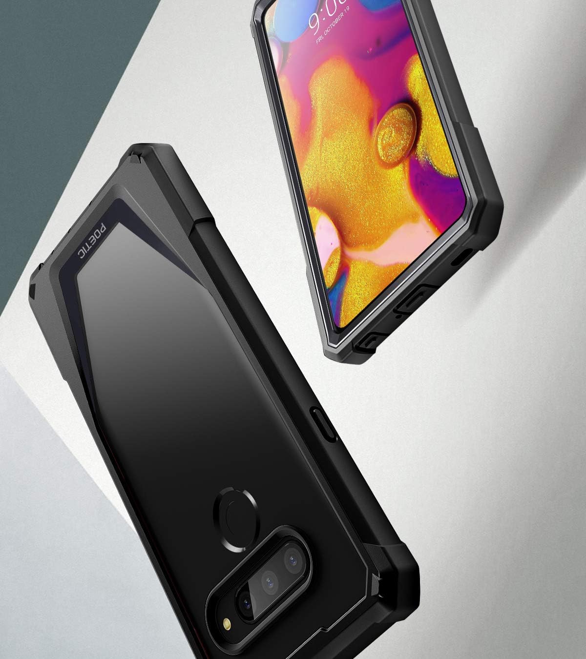 LG V40 Thin Case, LG V40 Case, Poetic Guardian [Scratch Resistant Back] [Built-in-Screen Protector] Full-Body Rugged Clear Hybrid Bumper Case for LG V40 / LG V40 ThinQ (2018) - Black