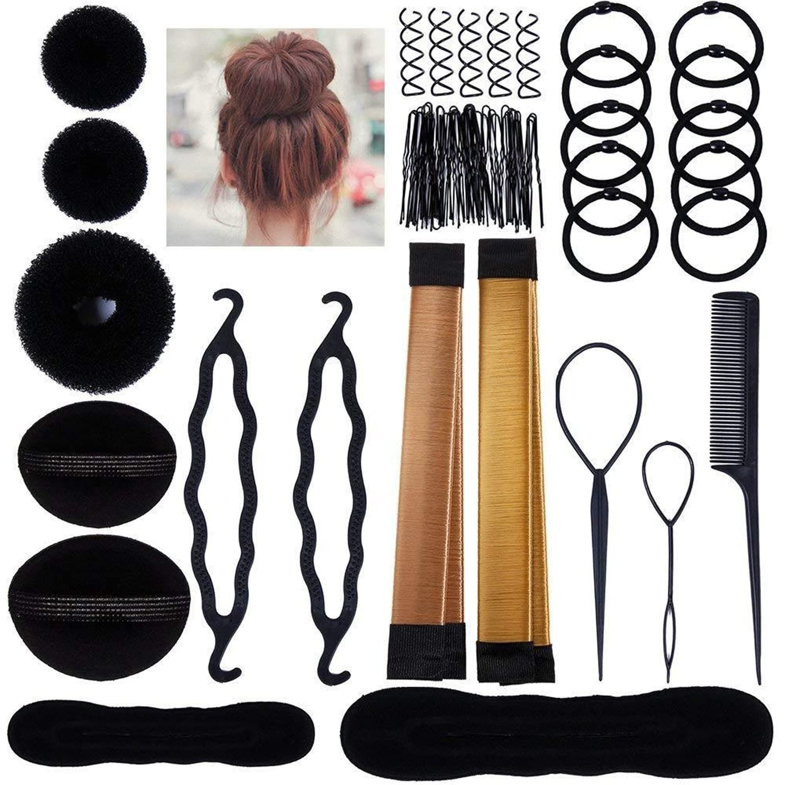 Arabest 29 PCS Hair Braiding Tool, DIY Hair Design Styling Shaper Kit, Hair Braiding Maker Modelling Tool, Hair Twist Styling Accessories for Girls Women Donut Bun Ponytail Maker