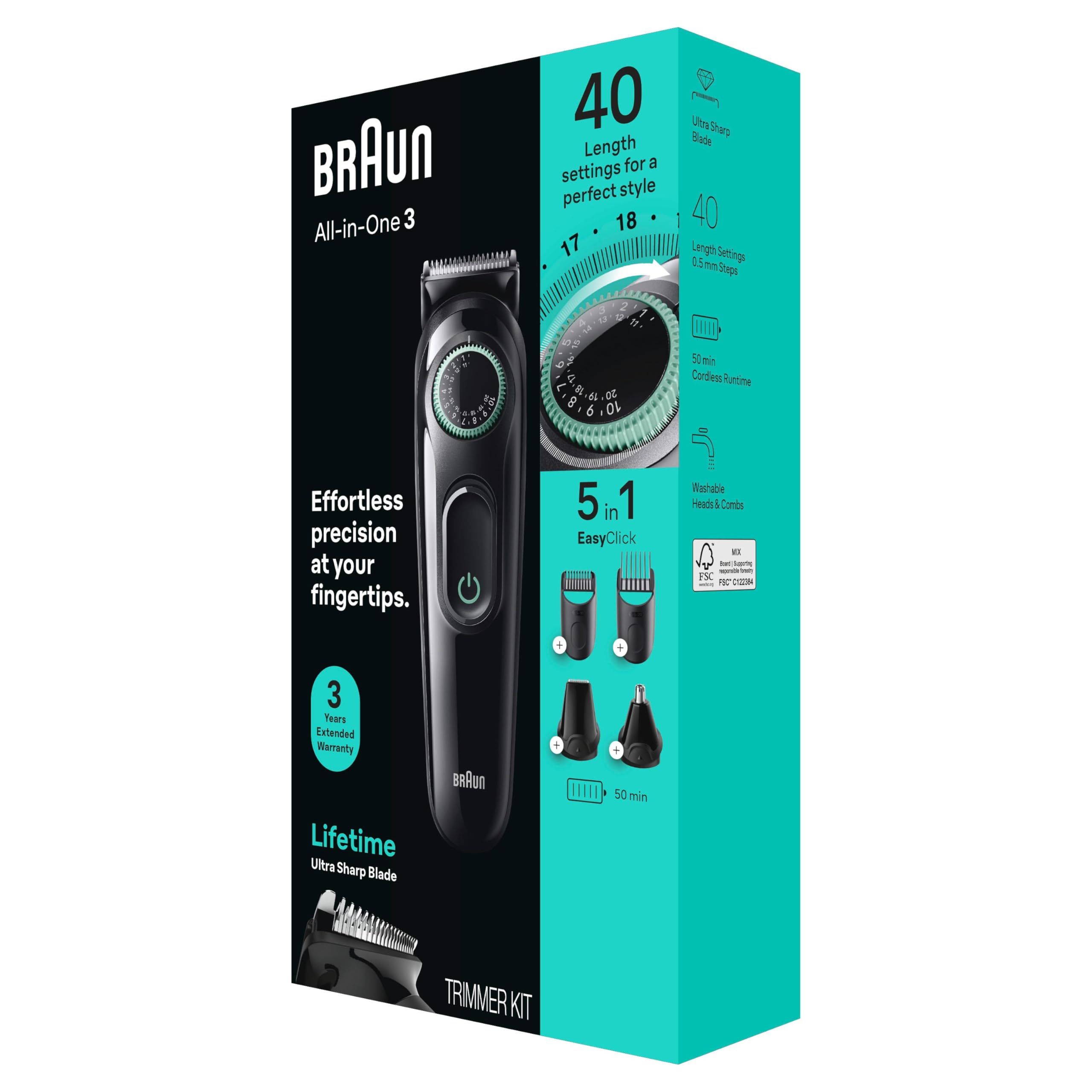 Braun All-in-One Style Kit Series 3 3450, 5-in-1 Men's Trimmer